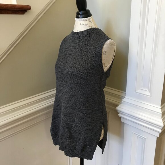 Theory Meenaly Knit Worthy Knit Sweater Womens Medium Gray Crew Neck Sleeveless - Picture 7 of 12